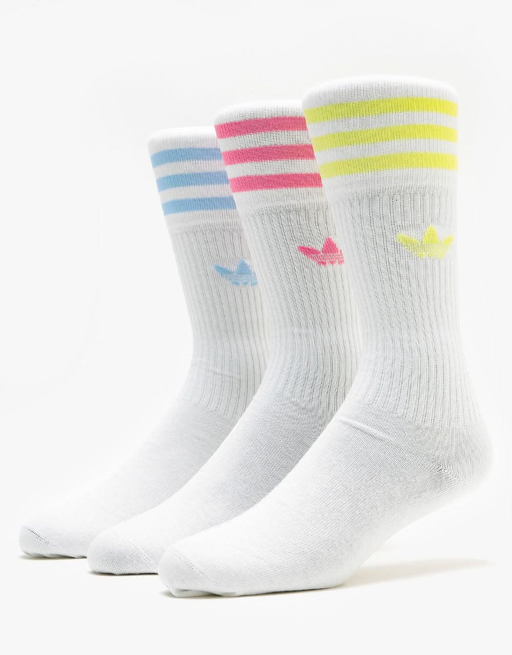 adidas Skateboarding Solid Crew 3 Pack Socks - White/Yellow/Roston/Amb