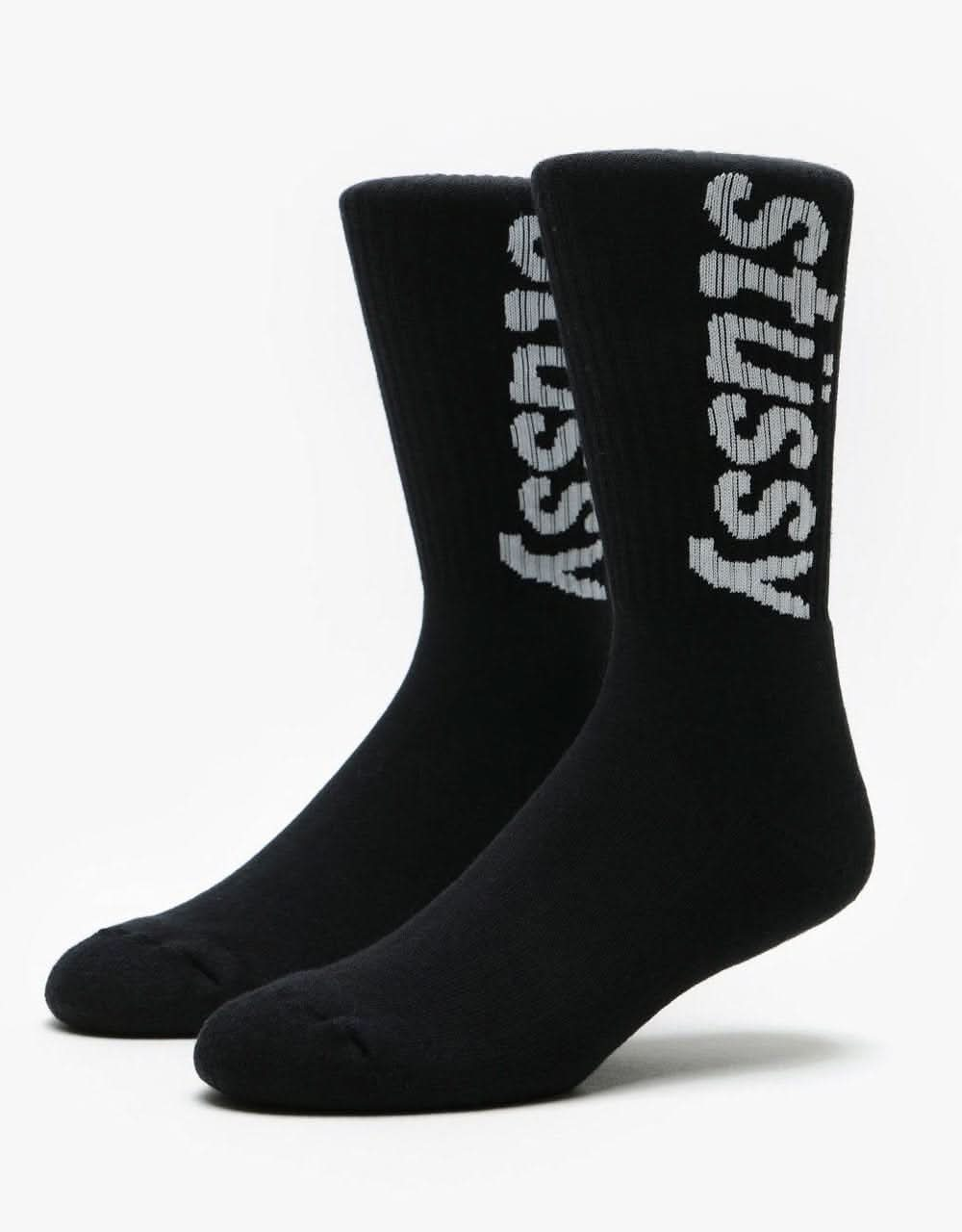 Stüssy Helvetica Jacquard Crew Socks - Black