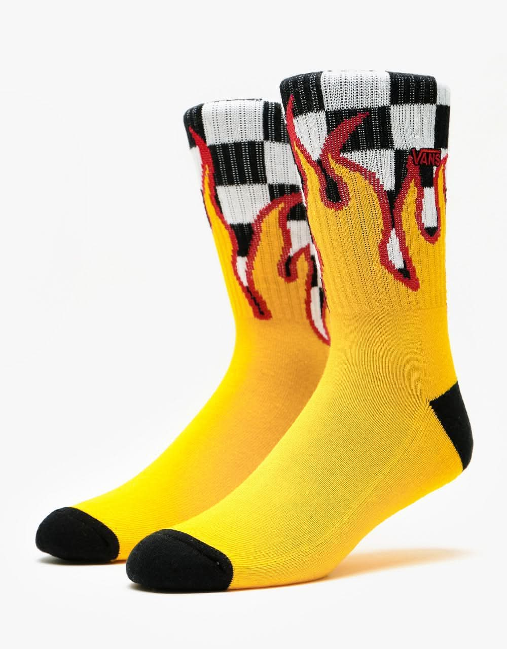 Vans Flame Check Crew Socks - Black/White Check/Flame