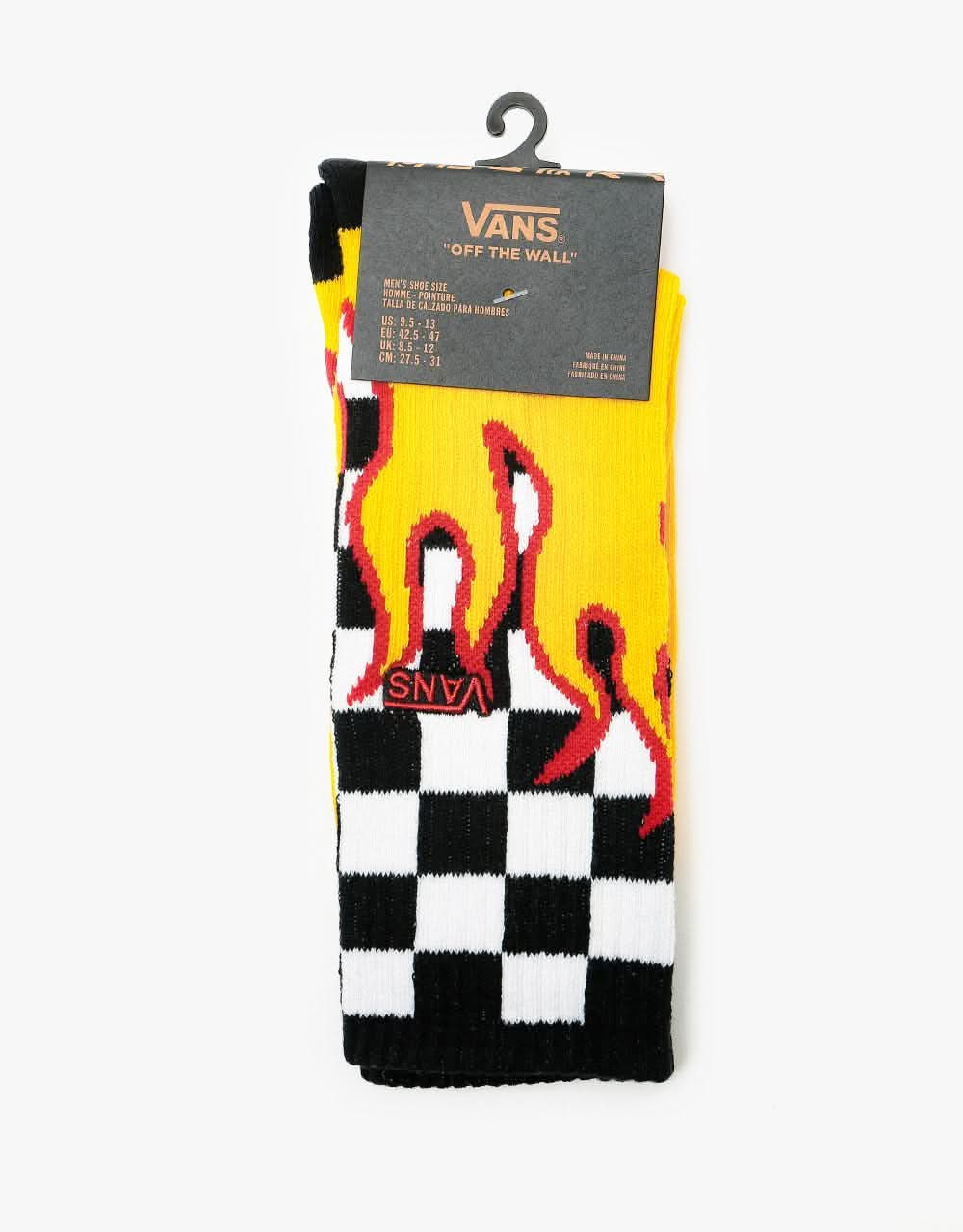 Vans Flame Check Crew Socks - Black/White Check/Flame