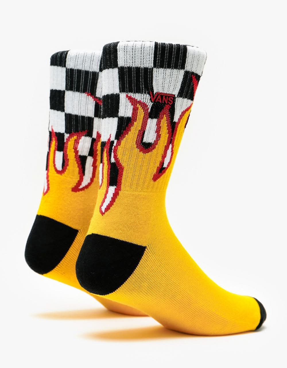 Vans Flame Check Crew Socks - Black/White Check/Flame