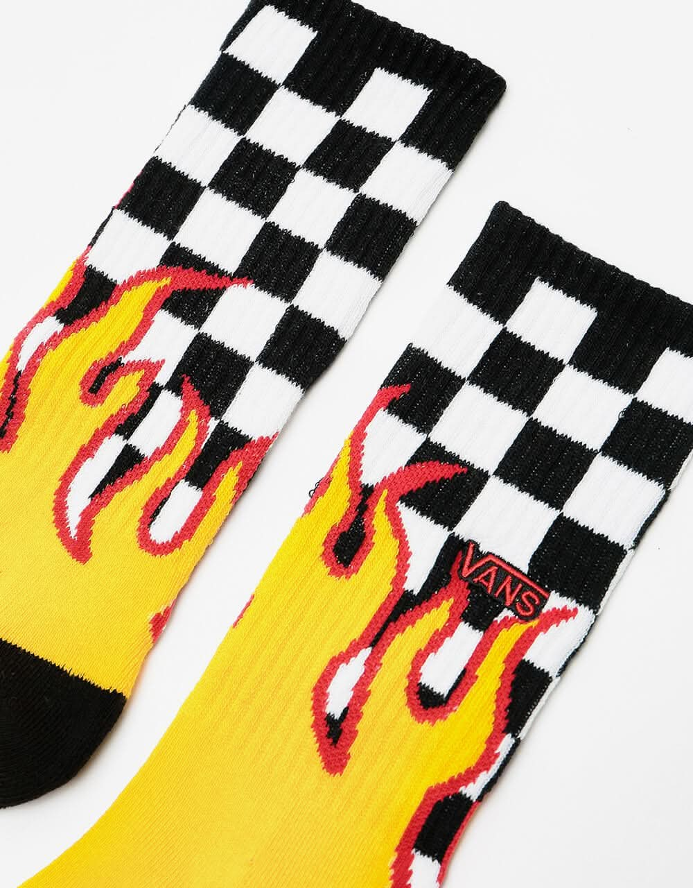 Vans Flame Check Crew Socks - Black/White Check/Flame