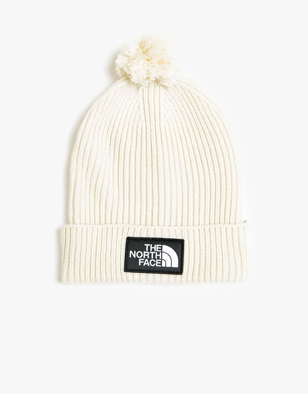 The North Face Box Logo Pom Beanie  - Vintage White