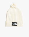 The North Face Box Logo Pom Beanie  - Vintage White