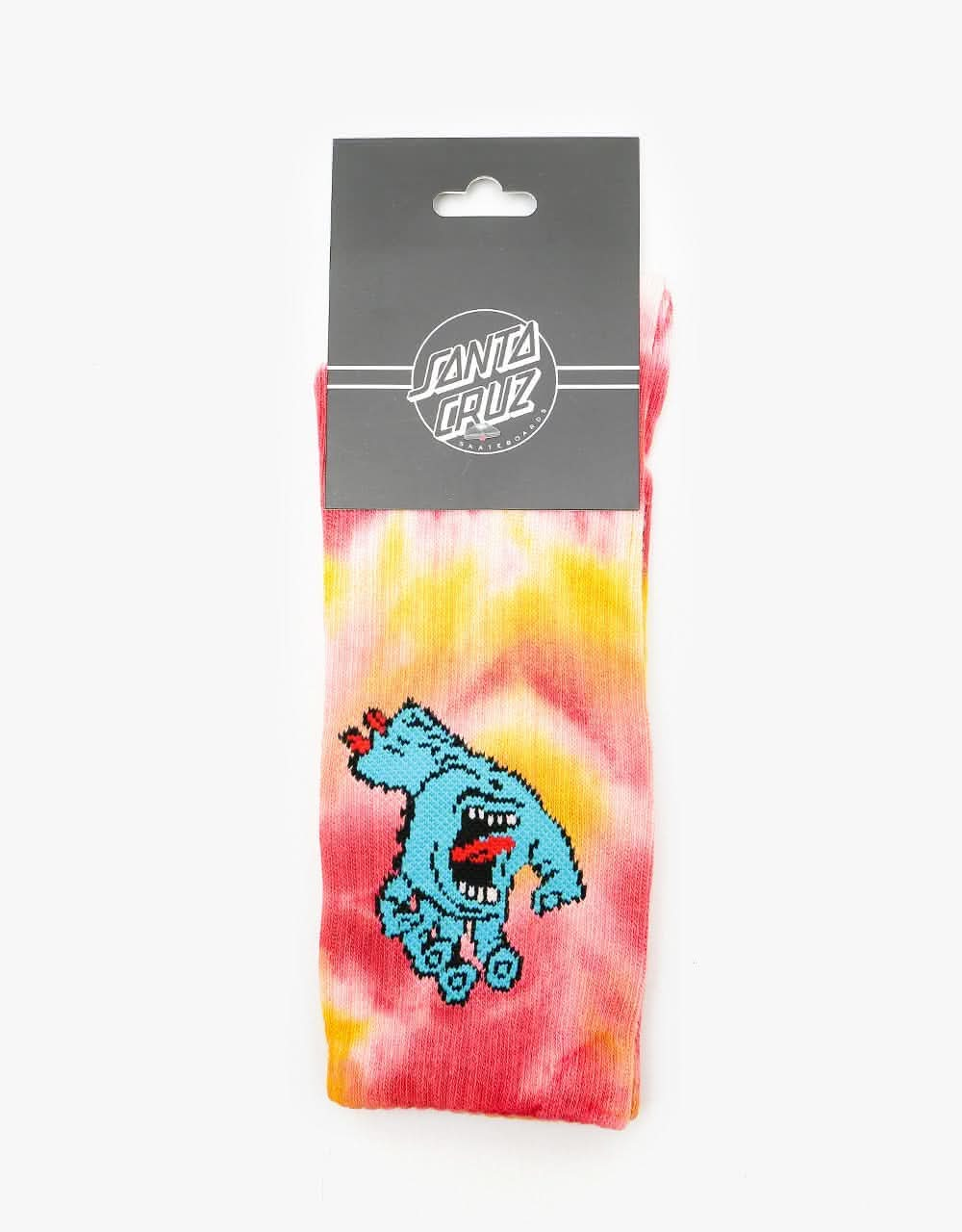 Santa Cruz Screaming Hand Tie Dye Socks - White/Mustard/Ketchup