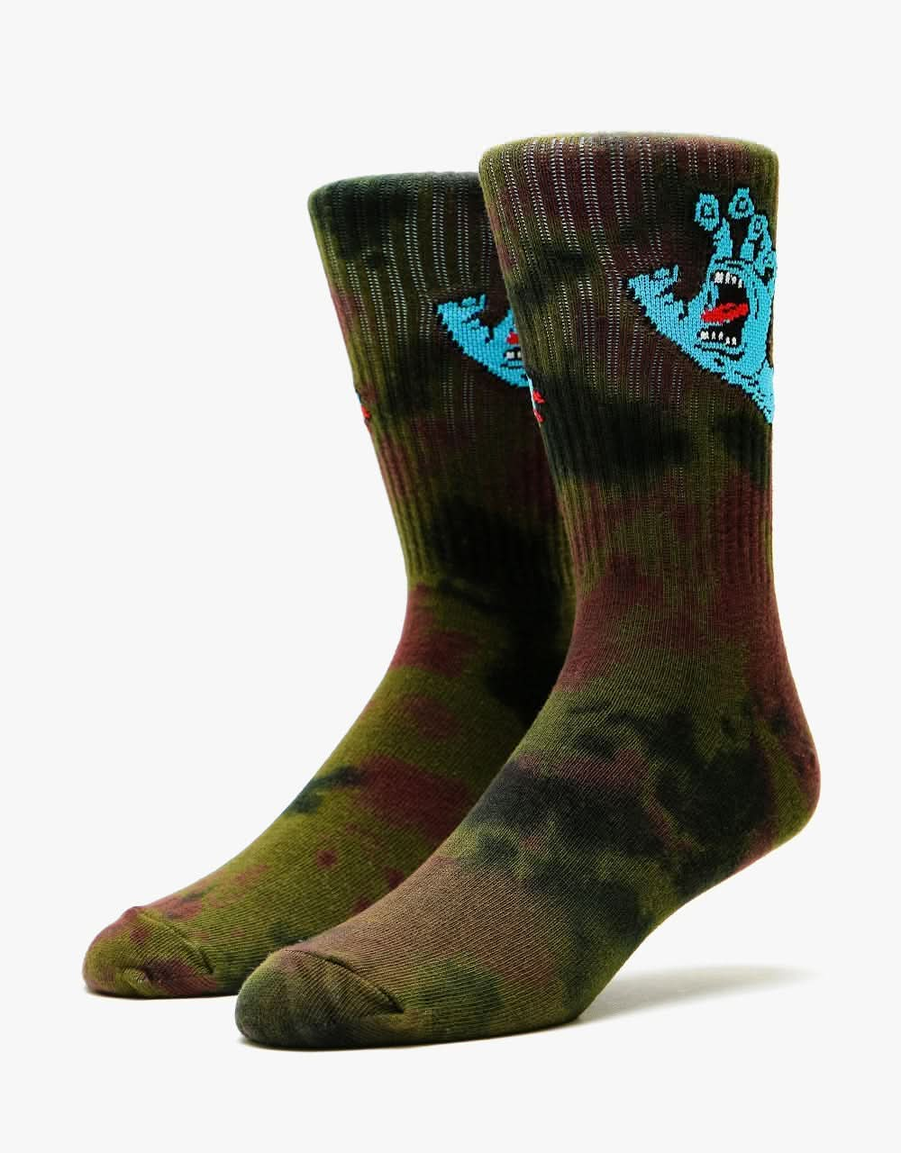 Santa Cruz Screaming Hand Tie Dye Socks - Black/Grape/Green