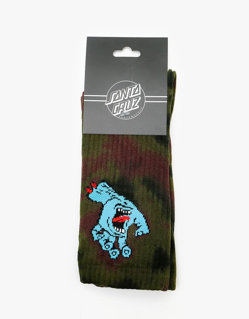 Santa Cruz Screaming Hand Tie Dye Socks - Black/Grape/Green