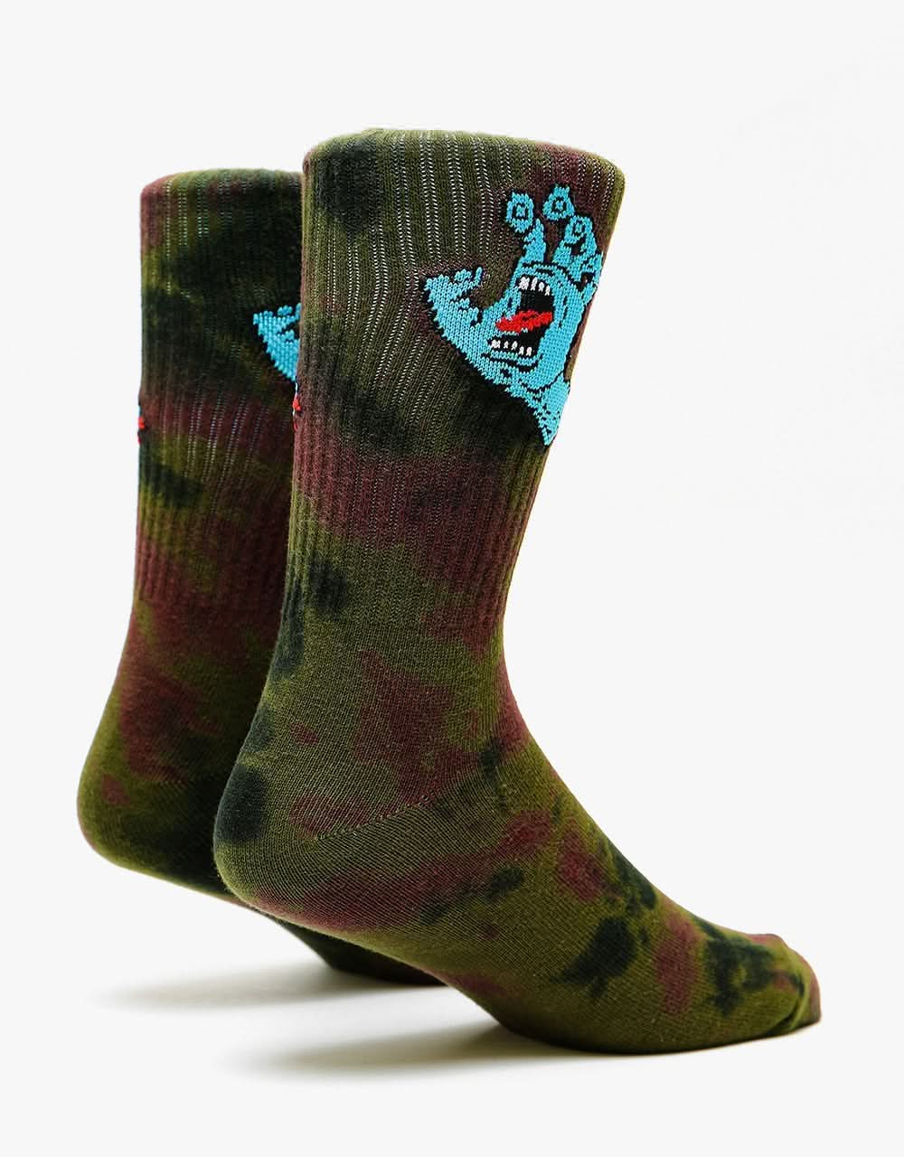 Santa Cruz Screaming Hand Tie Dye Socks - Black/Grape/Green