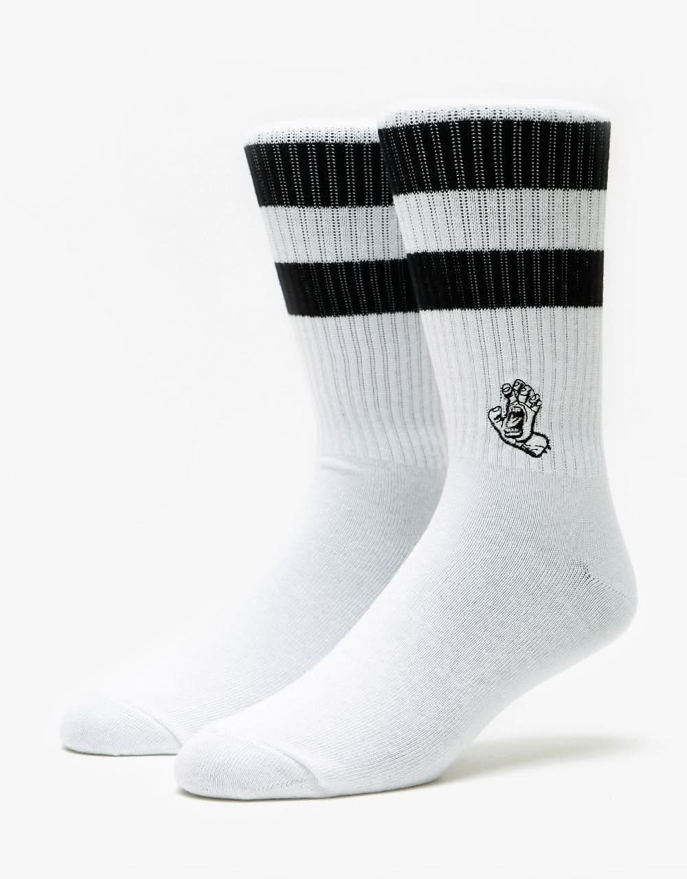 Santa Cruz Mini Mono Hand Twin Stripe Socks - White