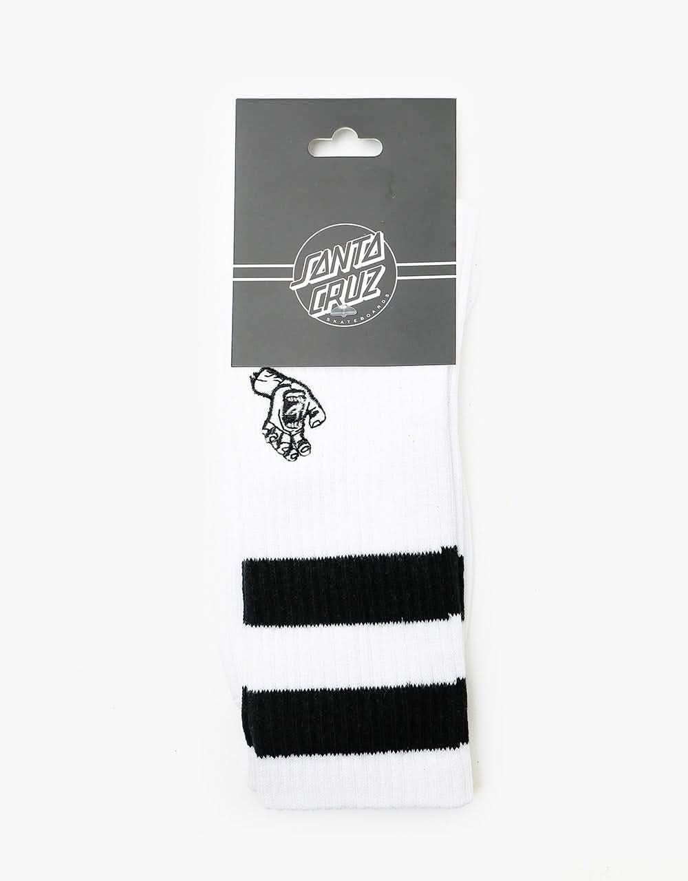 Santa Cruz Mini Mono Hand Twin Stripe Socks - White