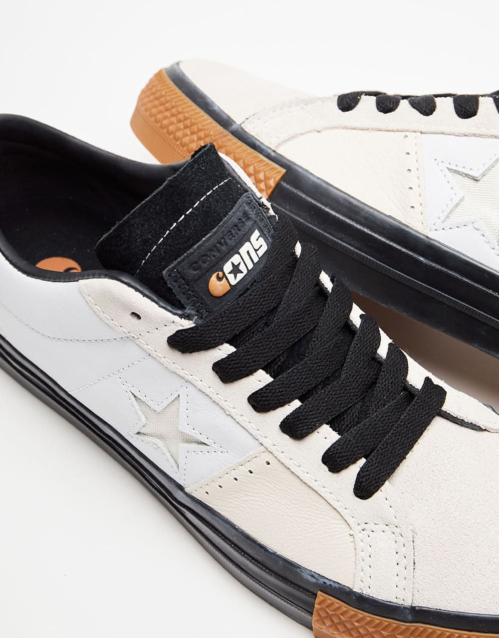 Converse x Carhartt One Star Pro Ox Skate Shoes - White/Black/Gum Honey