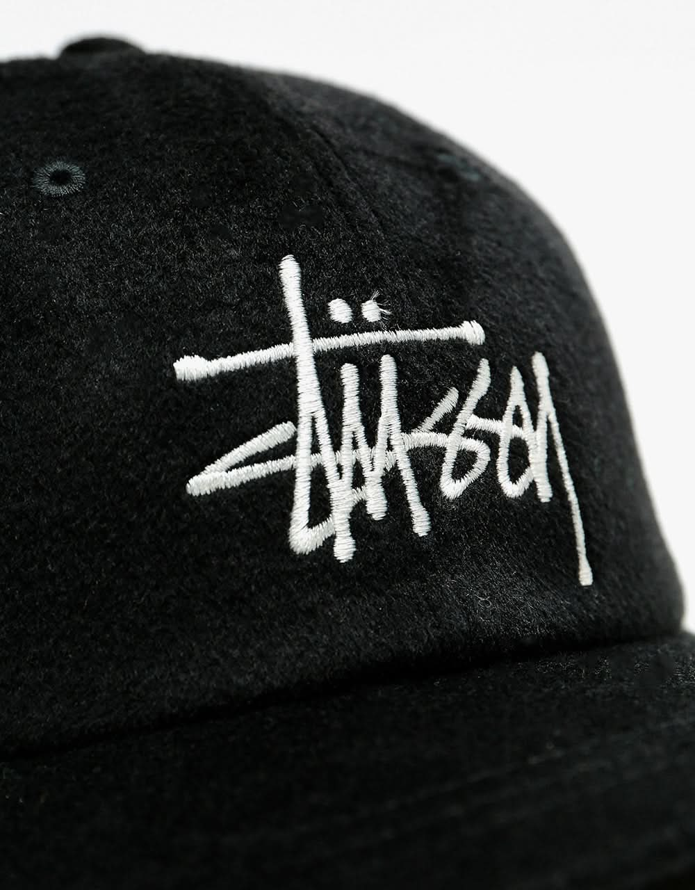 Stüssy Fuzzy Wool Big Logo Low Pro Cap - Black