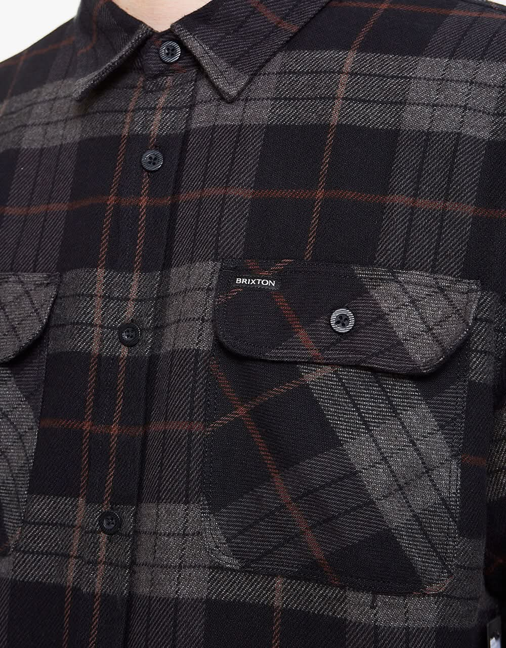 Brixton Bowery L/S Flannel Shirt - Black/Charcoal