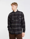 Brixton Bowery L/S Flannel Shirt - Black/Charcoal