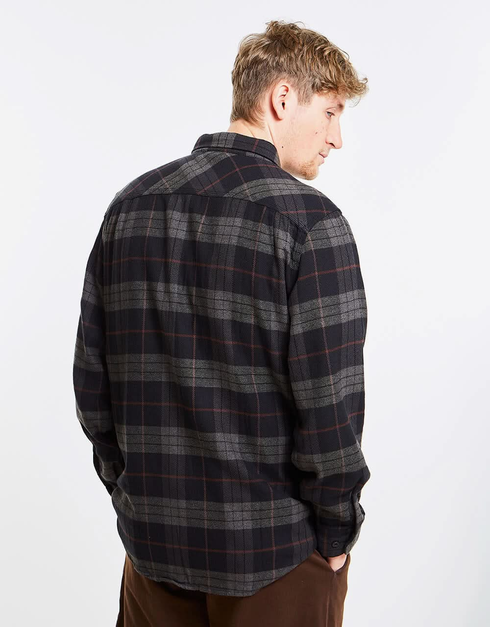 Brixton Bowery L/S Flannel Shirt - Black/Charcoal