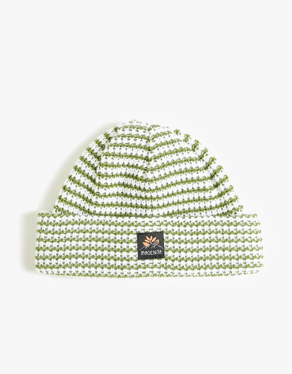 Magenta Stripe Beanie - Green