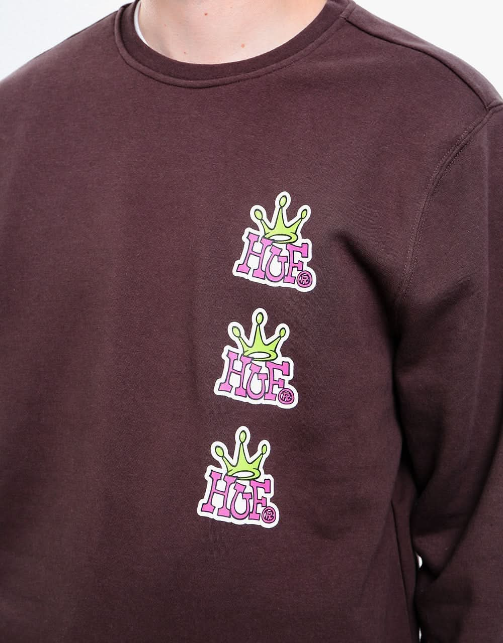 HUF Crown Stack Crewneck - Chocolate Brown