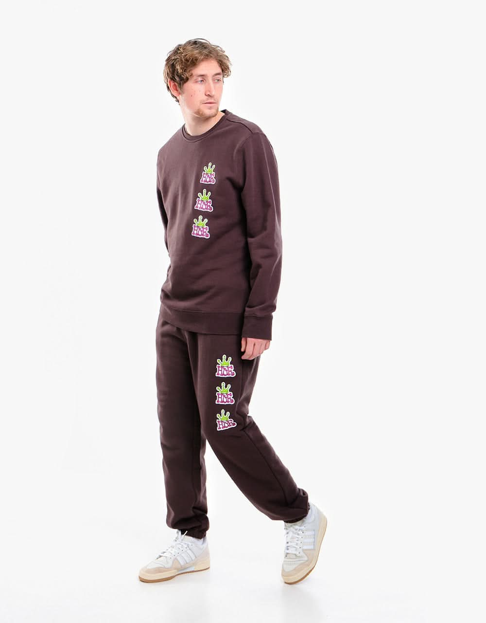 HUF Crown Stack Crewneck - Chocolate Brown