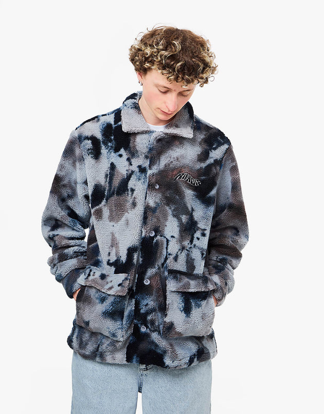 RIPNDIP Warped Tie Dye Sherpa Jacke – Marine/Mauve Tie Dye