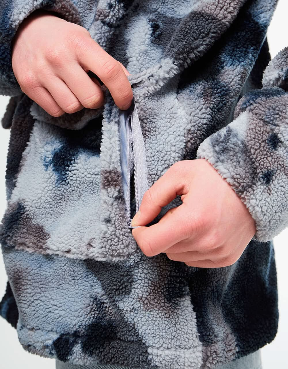 RIPNDIP Warped Tie Dye Sherpa Jacket - Navy/Mauve Tie Dye