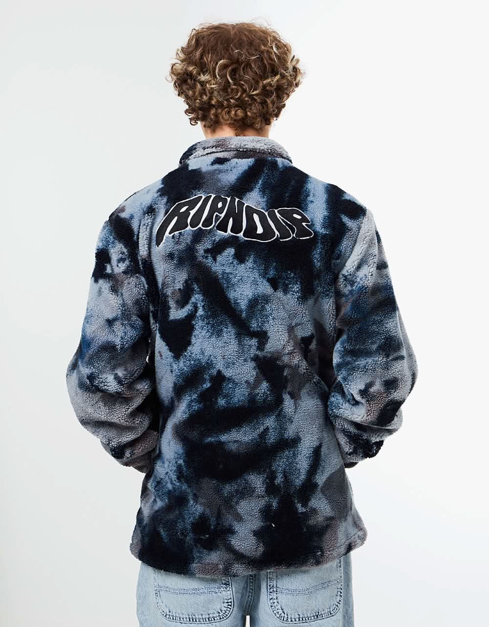 RIPNDIP Warped Tie Dye Sherpa Jacket - Navy/Mauve Tie Dye