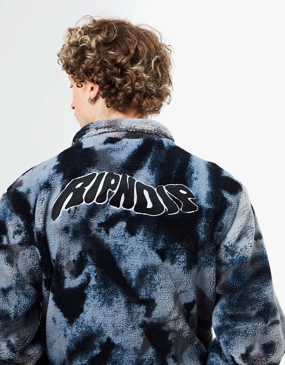 RIPNDIP Warped Tie Dye Sherpa Jacket - Navy/Mauve Tie Dye