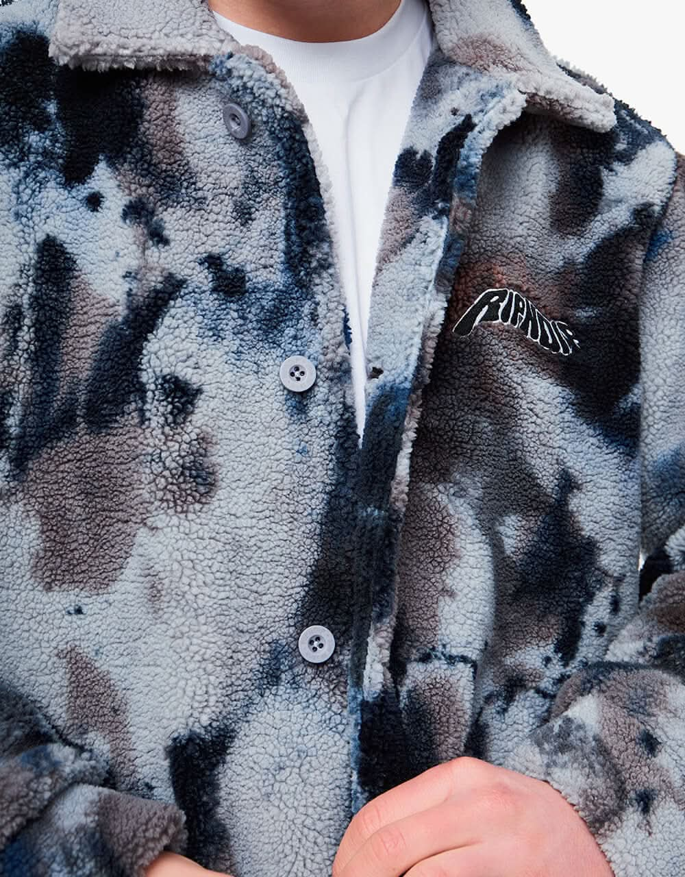 RIPNDIP Warped Tie Dye Sherpa Jacket - Navy/Mauve Tie Dye