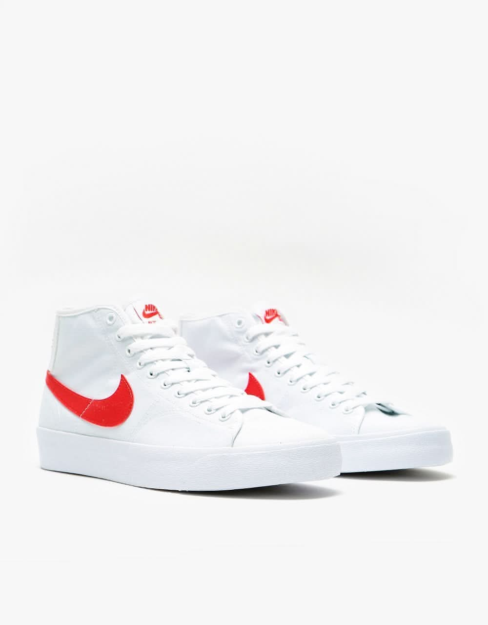 Nike SB BLZR Court Mid Skate Shoes - White/University Red-White