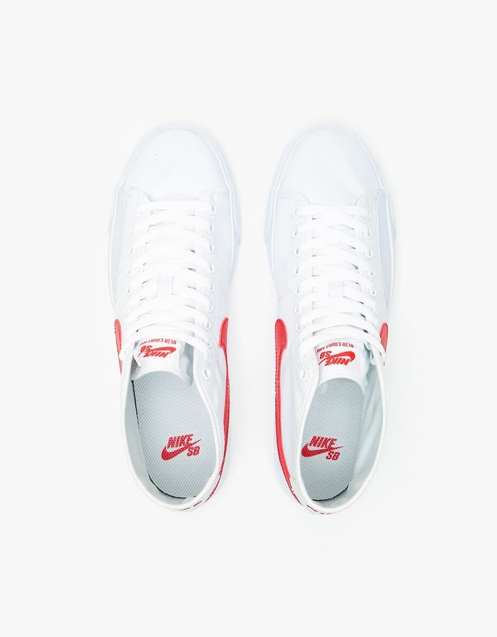 Nike SB BLZR Court Mid Skate Shoes - White/University Red-White