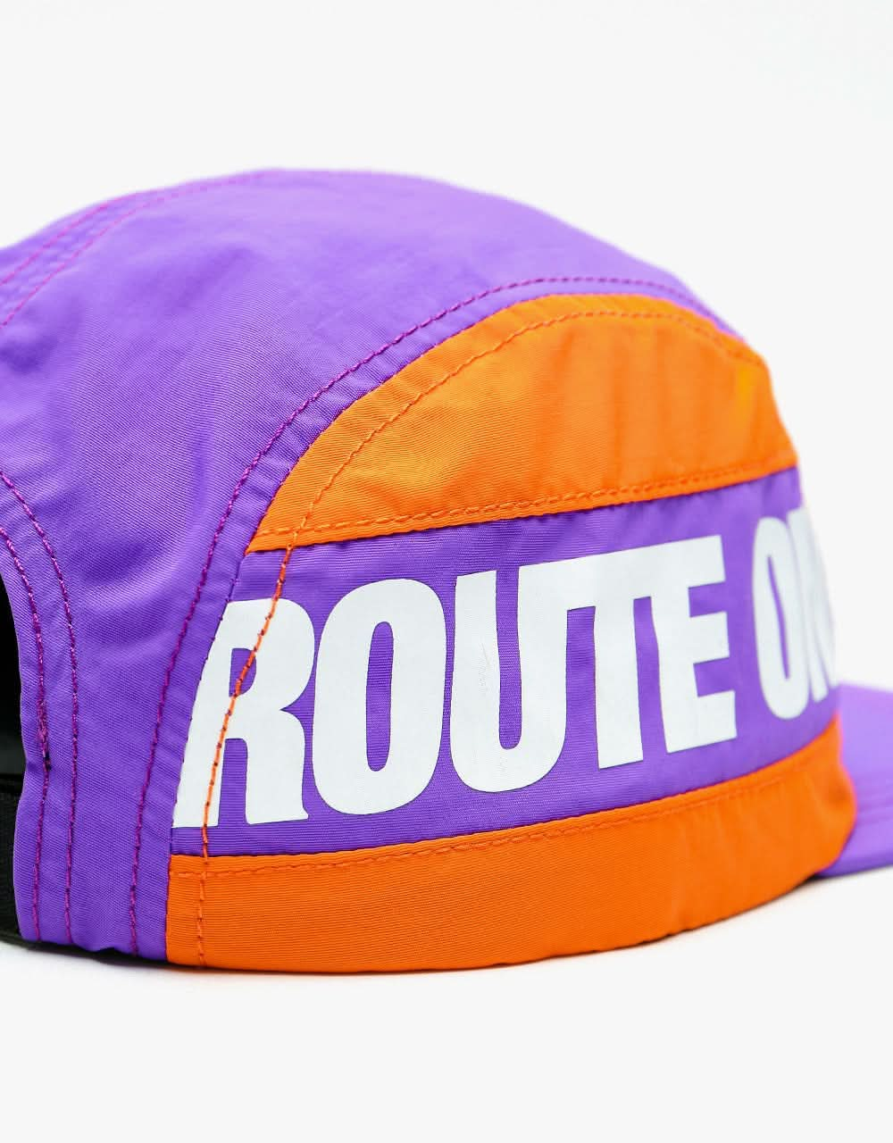 Route One Blocked 5 Panel Cap - Lavender/White/Blazing Orange