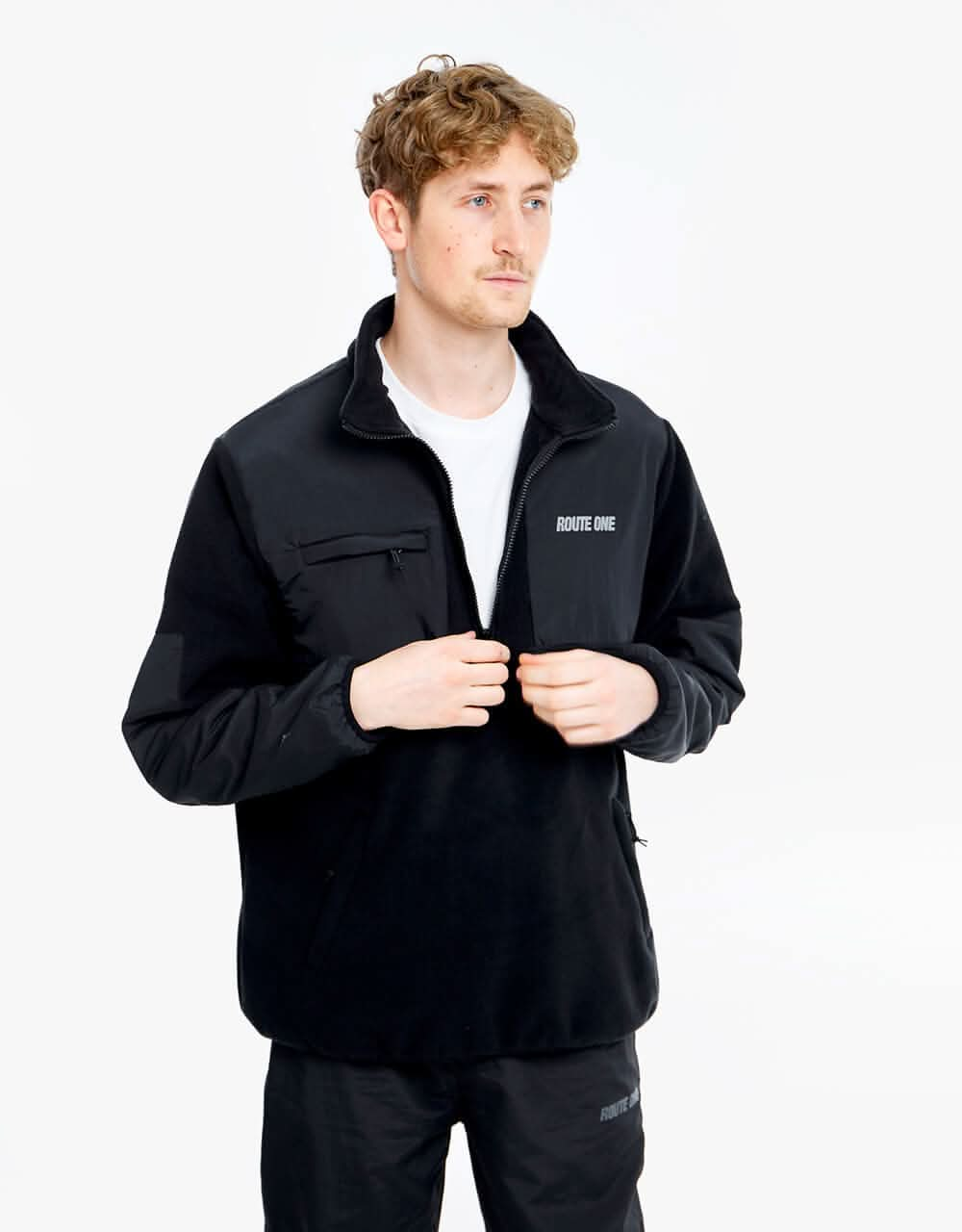 Route One Boulder 1/2 Zip Fleece - Black