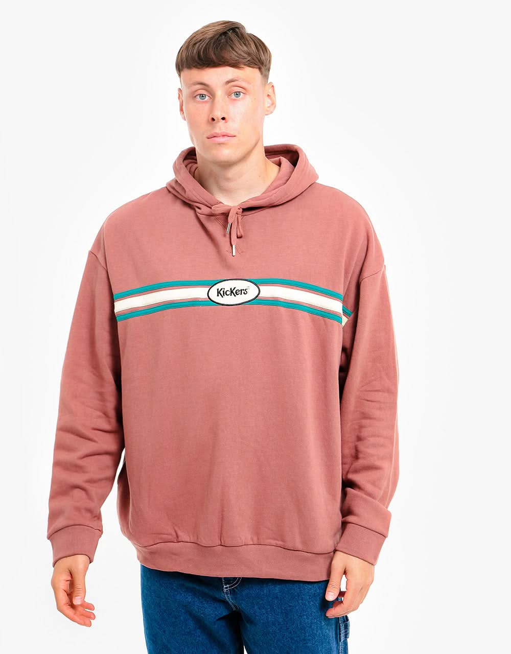 Kickers® Chest Stripe Logo Pullover Hoodie - Brown