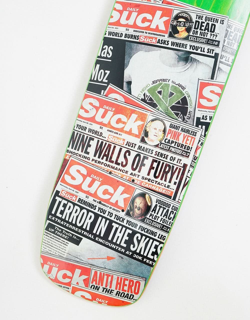 Anti Hero Grosso The Daily Suck Skateboard Deck - 9.25"