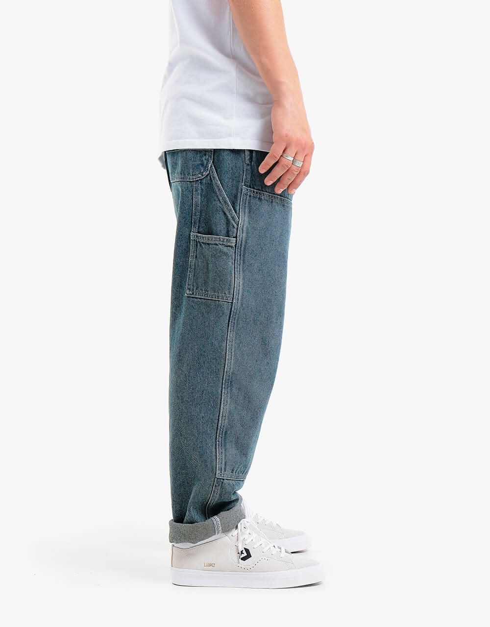 Route One Double Knee Denim Pants - Light Wash