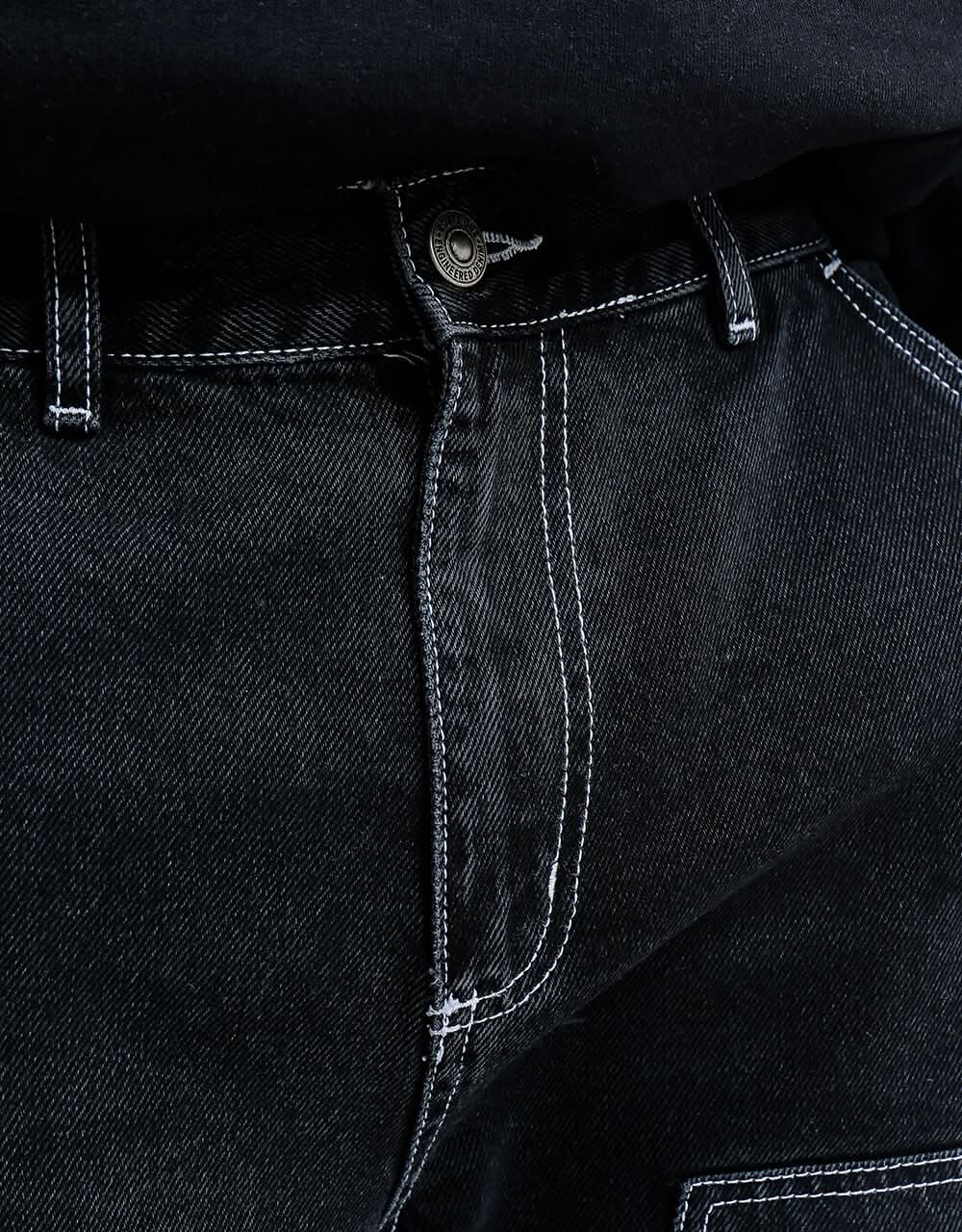 Pantaloni in denim con doppio ginocchio Route One - Nero lavato