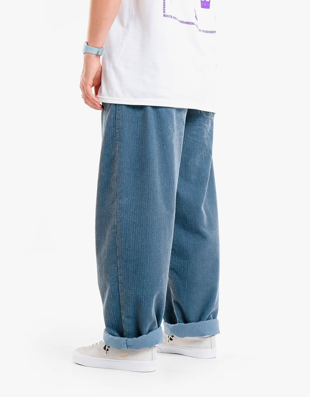 Route One Super Baggy Big Wale Cords - Air Force Blue