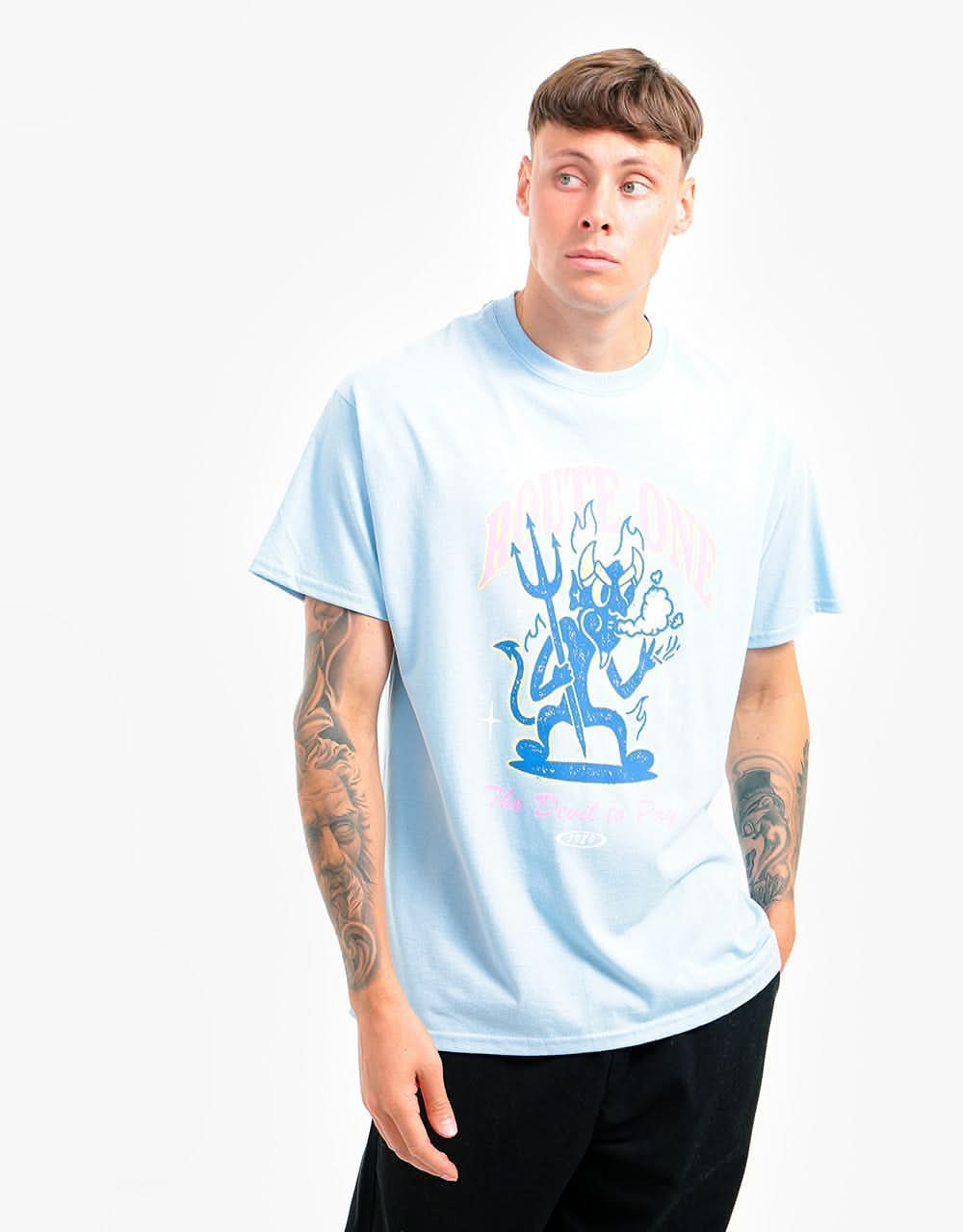 Route One The Devil To Pay T-Shirt - Light Blue