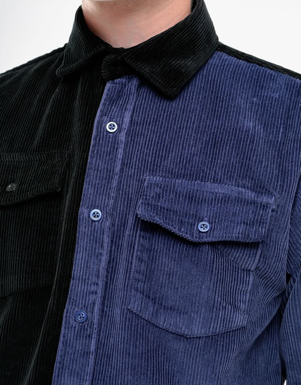 Route One Two-Tone Big Wale Cord Shirt - Black/Navy