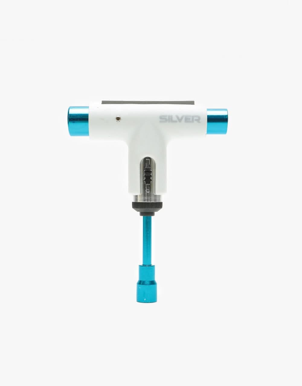 Silver Ratchet Skateboard Tool - White/Blue