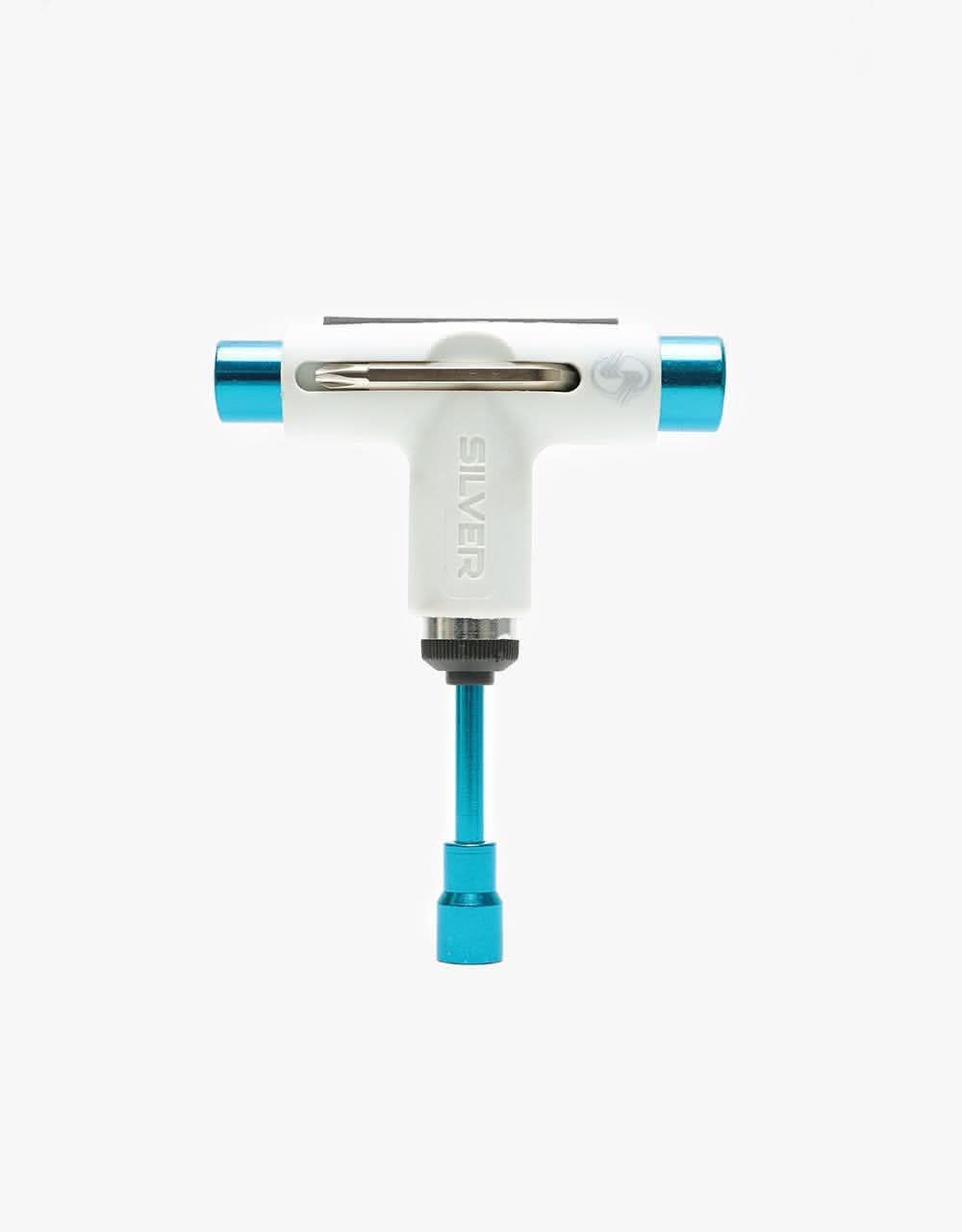 Silver Ratchet Skateboard Tool - White/Blue