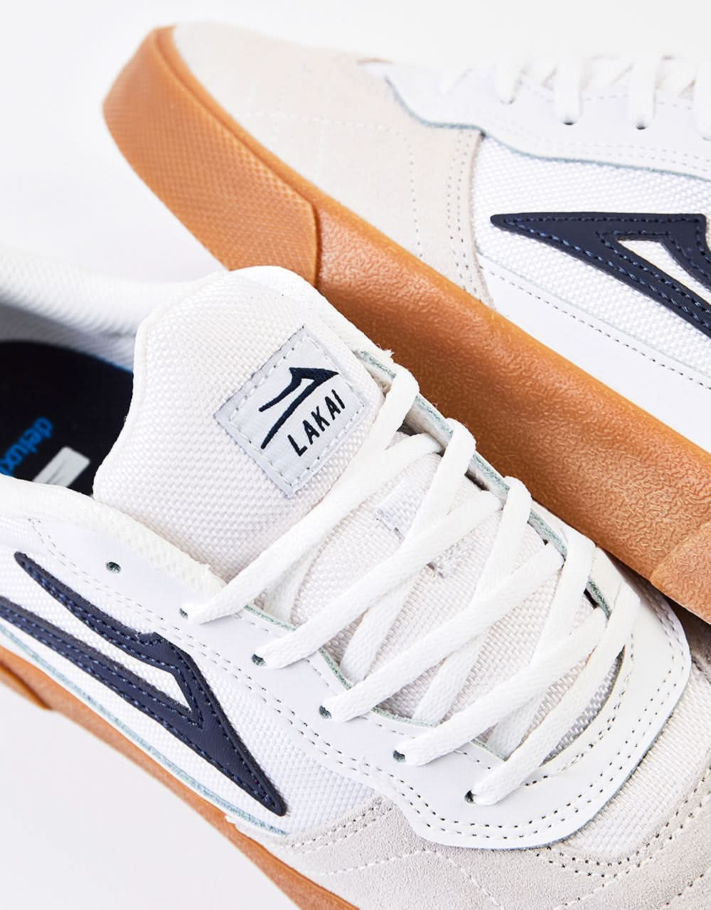 Lakai Cambridge Skate Shoes - White/Navy Suede