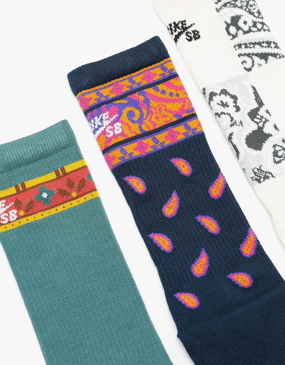 Nike SB Everyday Max Lightweight Socks 3 Pack - Paisley Multi