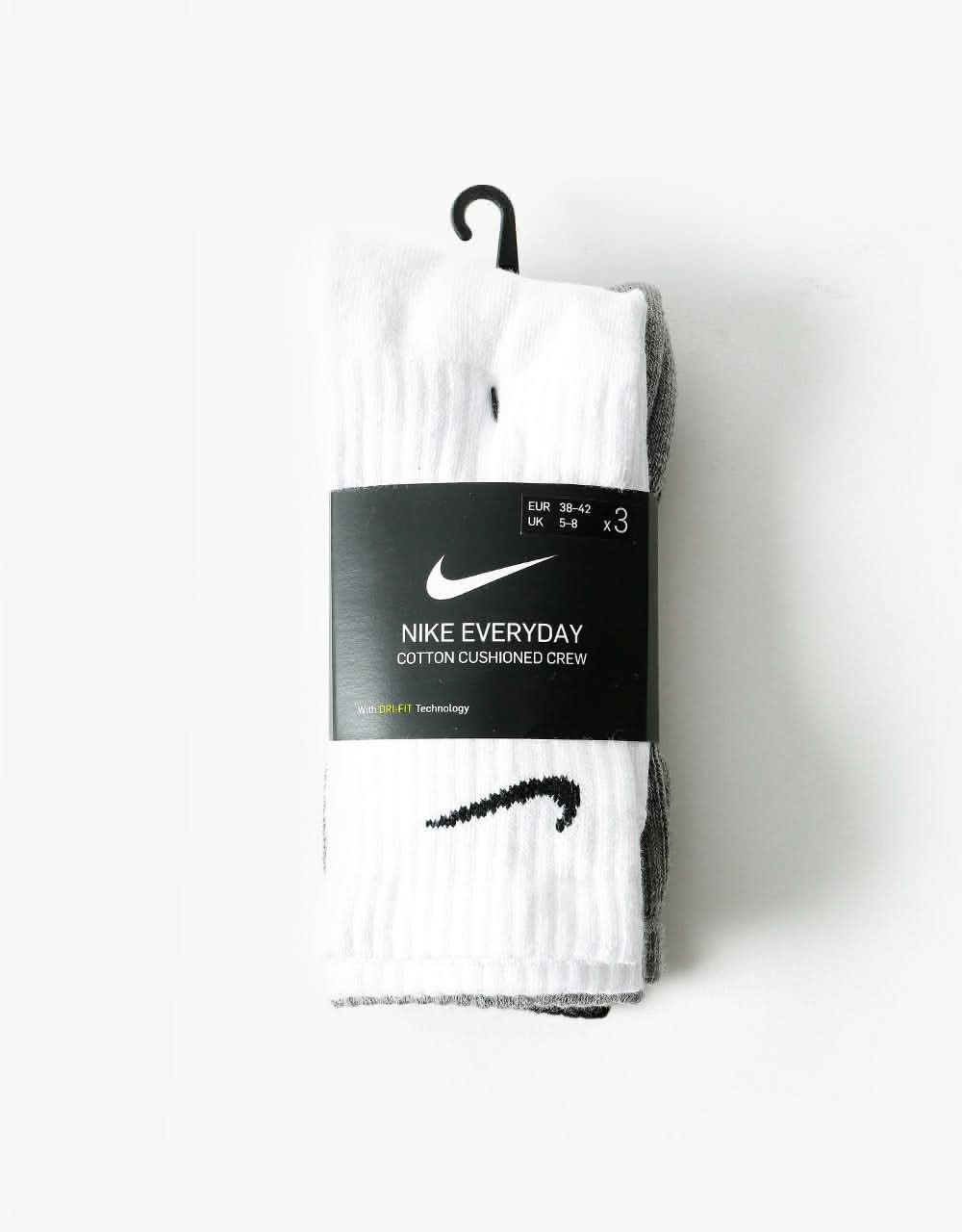 Nike SB Everyday Cushioned Socks 3 Pack - Black/White/Heather Grey