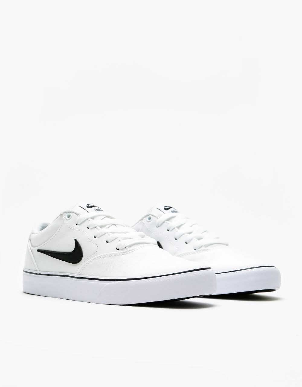 Nike SB Chron 2 Canvas Skate Shoes - White/Black-White