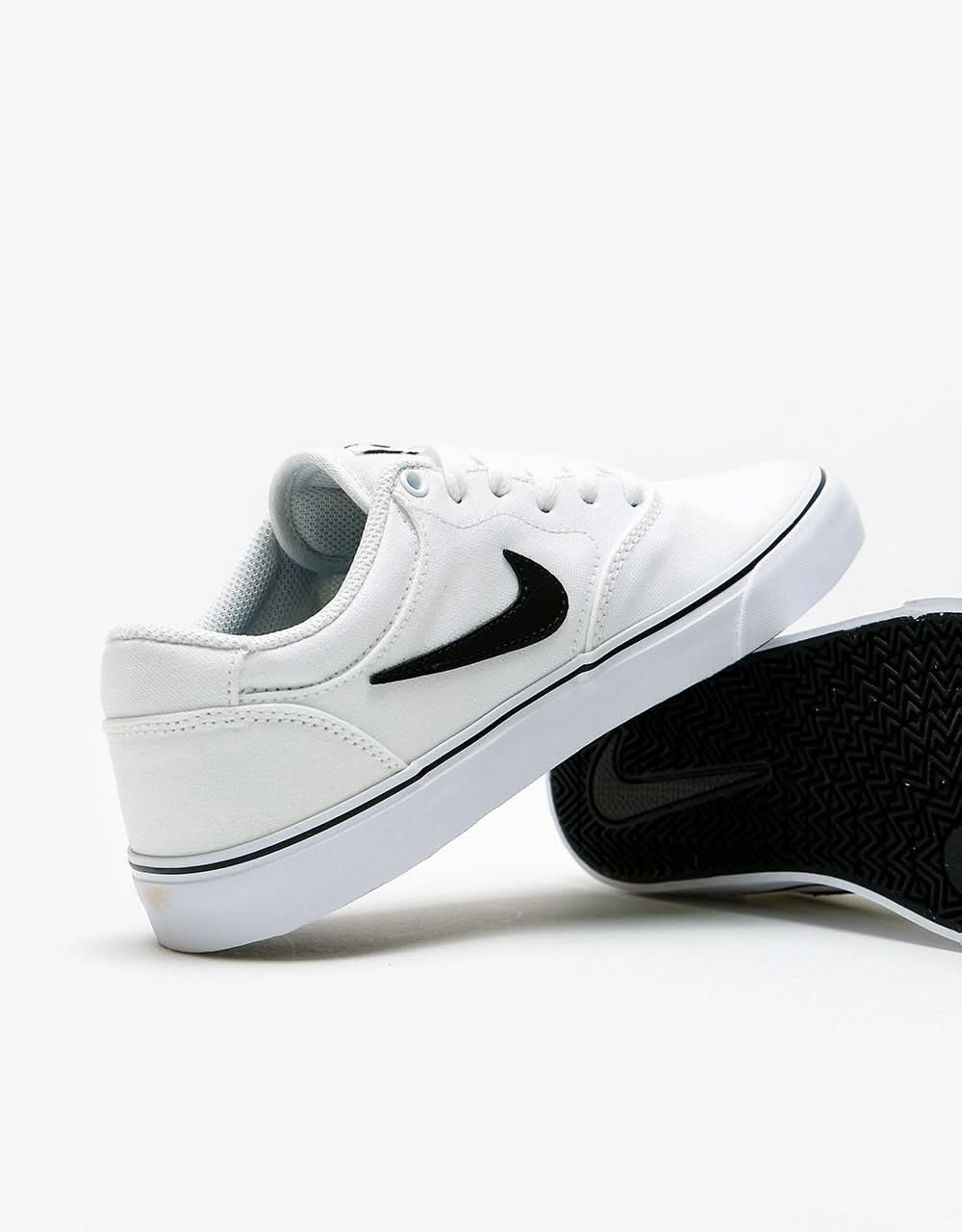 Nike SB Chron 2 Canvas Skate Shoes - White/Black-White