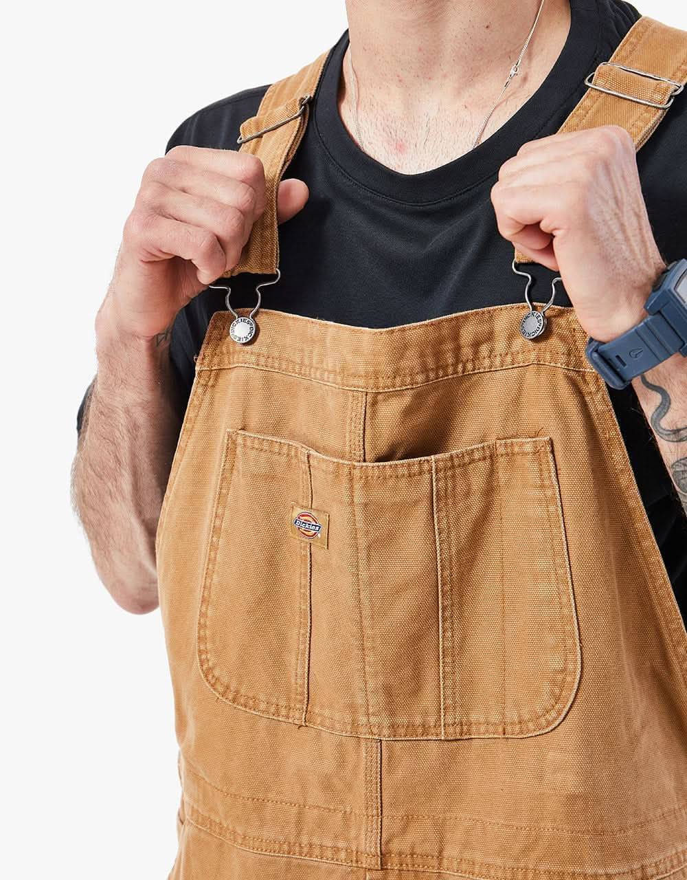 Dickies Duck Canvas Classic Bib  - Stone Washed Brown Duck