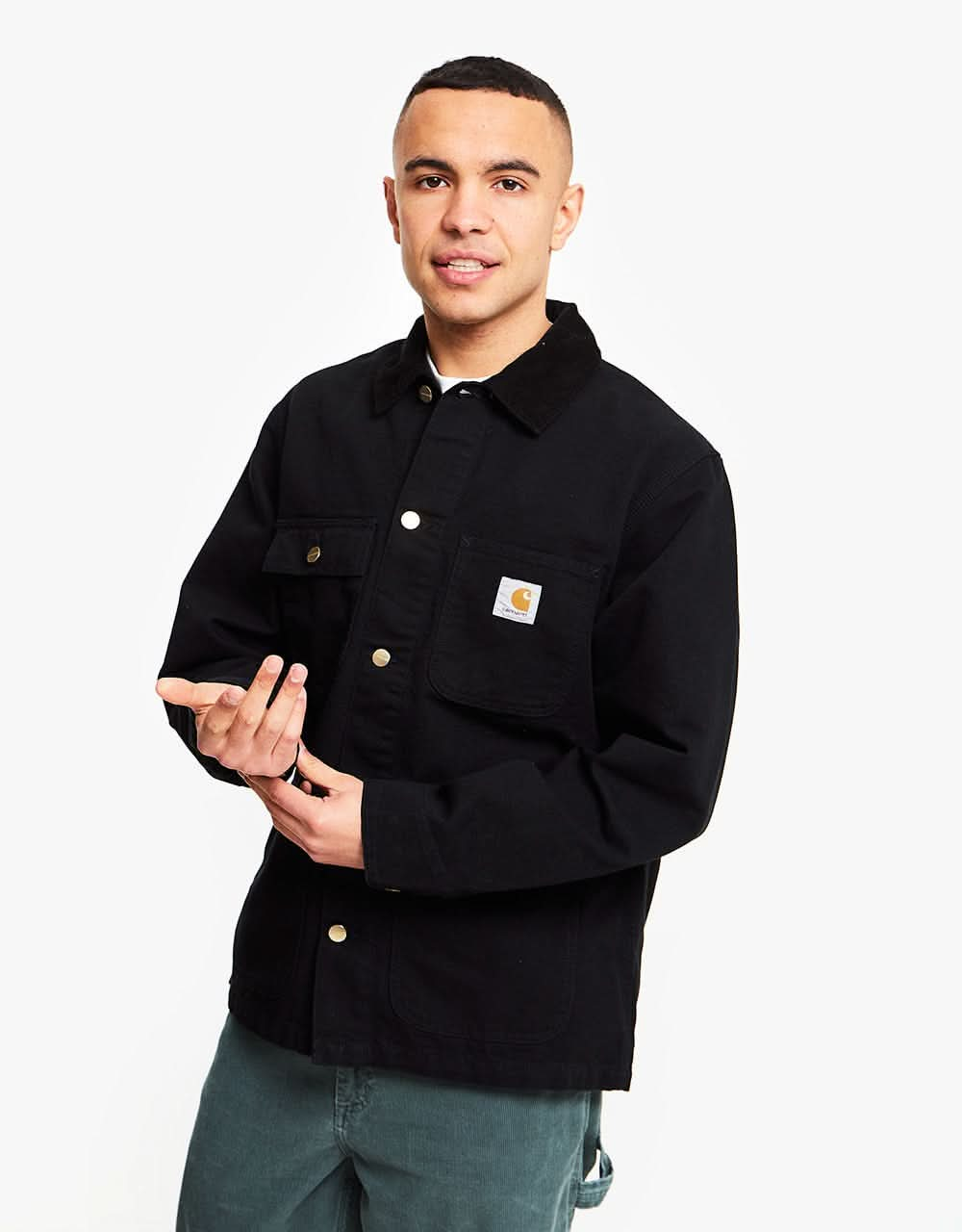 Carhartt WIP Michigan Chore Coat - Black/Black (Rinsed)