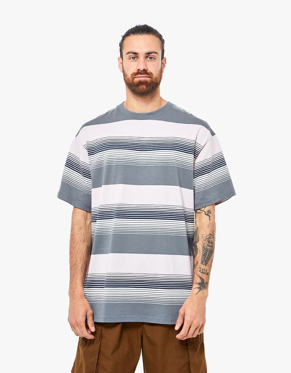 Carhartt WIP S/S Hanmore T-Shirt - Hanmore Stripe: Shiver