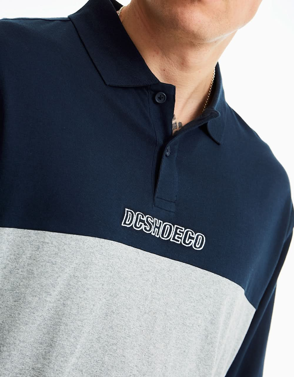 DC Swarm L/S Polo Shirt - Navy Blazer