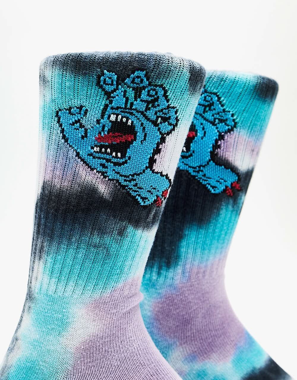 Santa Cruz Screaming Hand Tie Dye Socks - Black Tie Dye